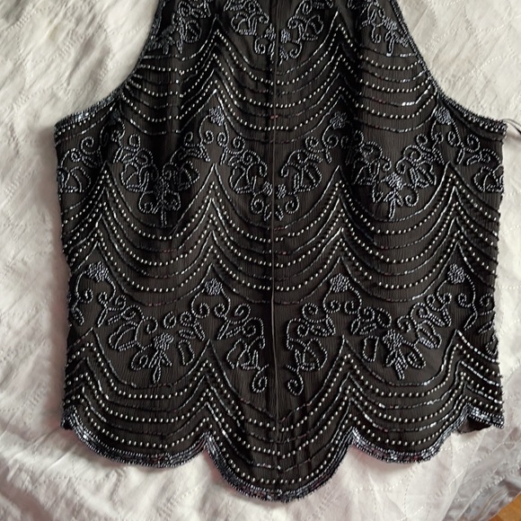 Appellate Boutique sequin black top with scalloped edges ladies Medium - Picture 5 of 8